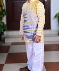 Yellow Chevron Overlap Kurta Pyjama Set