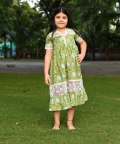 Girls Apple Green Lace Long Dress