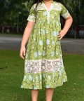 Girls Apple Green Lace Long Dress