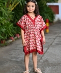 Girls Red Kaftan Dress