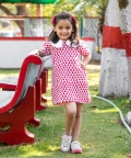 Girls White & Red Triangle A-Line Dress
