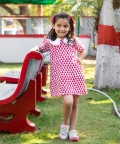 Girls White & Red Triangle A-Line Dress