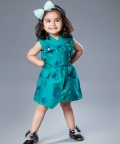 Teal Fish Block Print Cotton Lycra Girls Co-ord Set