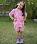 Pink Scale & Stripes Block Print Cotton Girls Co-Ord Set