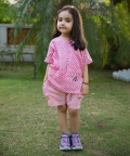 Pink Scale & Stripes Block Print Cotton Girls Co-Ord Set