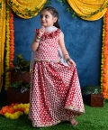 3Pc Block Print Lehnga Choli Dupatta Set