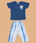 Resort 3/4Th Placket Kurta Shirt With Resort Pant & White