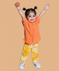 Resort Collar Shirt With Resort Pant Orange & Yellow