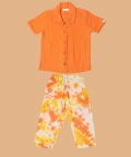 Resort Collar Shirt With Resort Pant Orange & Yellow