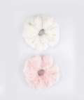 Luxurious Fur Elegance - Set of 2 - White and Pastel Pink