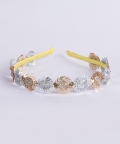 Floral Threaded Sequin Hairband - Yellow, Gold, Silver