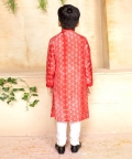 Red Shibori Tie Dye Kurta And Pant Set For Boys