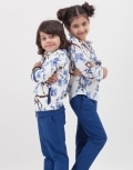 Ivory and blue printed shirt with pants
