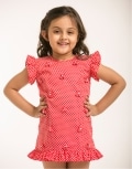 Red Polka Dot Dress with Textuflowers