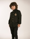 Black Bandgala with Gold Crest Pocket And Trouser