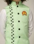 Sleeveless Lion Patchwork Kurta +Pants