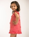 Red Polka Dot Dress with Textuflowers