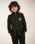 Black Bandgala with Gold Crest Pocket And Trouser