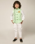 Sleeveless Lion Patchwork Kurta +Pants