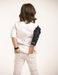 White Shirt with Blue Colour Block