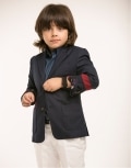 Ivory Jacket with Red Stripe Detail Ivory Trouser