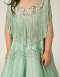 Sheer Neck Taselled Crystal Embroidered Fringe Panel Anarkali