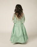 Sheer Neck Taselled Crystal Embroidered Fringe Panel Anarkali