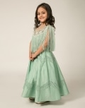 Sheer Neck Taselled Crystal Embroidered Fringe Panel Anarkali