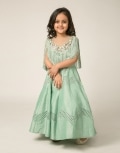 Sheer Neck Taselled Crystal Embroidered Fringe Panel Anarkali