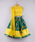 Pintuck Detailing Top With Brocade Embroidered Lehenga And Dupatta