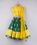 Pintuck Detailing Top With Brocade Embroidered Lehenga And Dupatta