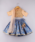 Zari And Sequin Work Top With Brocade Lehenga And Dupatta