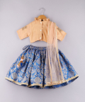 Zari And Sequin Work Top With Brocade Lehenga And Dupatta