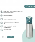 Insulated Straw Sipper Drink Water Bottle 500ml Green