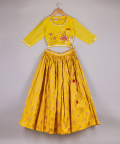 Lotus Embroider Top With Printed Ghagra