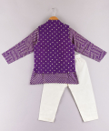 Purple Bandhani Printed Jacket And Kurta With Pyjama