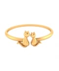 Two Sneaky Cat Open Style Bangle In Sterling Silver