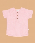 Resort 3/4Th Placket Kurta Shirt Pink & White For Girl & Boy