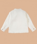 Slopo Full Sleeve Crinkle Soft Double Cotton Shirt - Creme