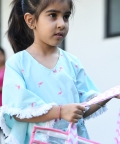 Blue And Pink Flamingo Kaftan Dress