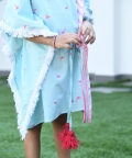 Blue And Pink Flamingo Kaftan Dress