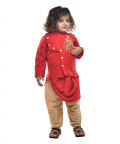 Red Cowl Kurta With Red Embroidered Jacket