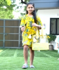 Yellow Safari Printed Kaftan Dress