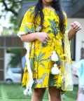 Yellow Safari Printed Kaftan Dress
