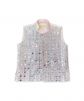 Mirror Work Pink And Blue Waistcoat Set