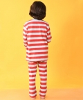 Red Sky Grey Melange Striped Long Sleeves Boys Pyjama Set