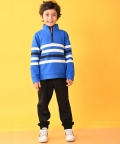 Royal Striper Half Zipper Boys Sweatshirt Jogger Set