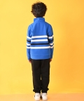Royal Striper Half Zipper Boys Sweatshirt Jogger Set