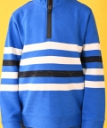 Royal Striper Half Zipper Boys Sweatshirt Jogger Set