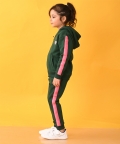 Olive Fleece Glitter Tape Zipper Hoodie Jogger Set